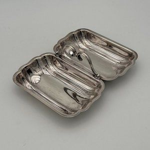 Silver Plated Divided Rectangle Serving Dish with Handle
